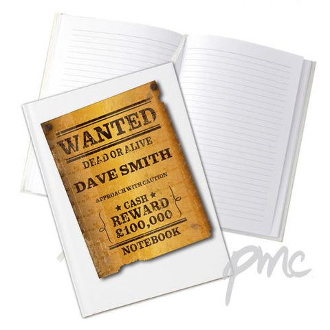 Personalised Wanted Hardback A5 Notebook