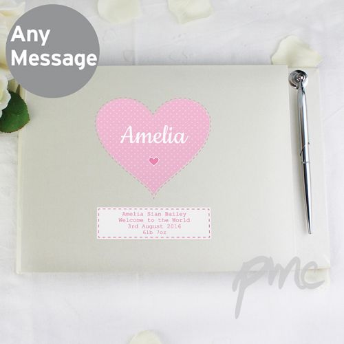 Personalised Stitch & Dot Baby Girl Guest Book & Pen