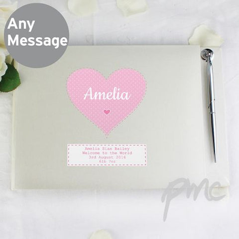 Personalised Stitch & Dot Baby Girl Guest Book & Pen