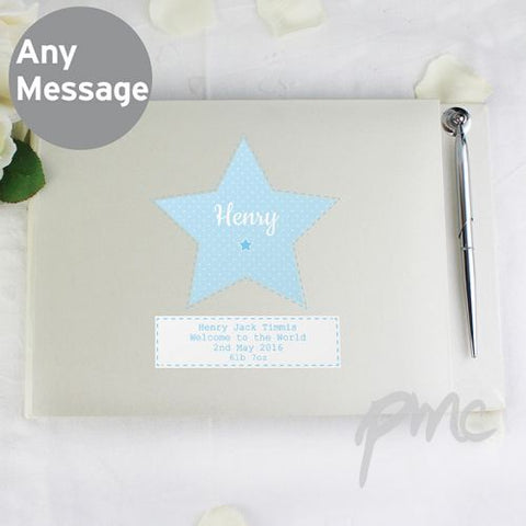Personalised Stitch & Dot Baby Boy Guest Book & Pen