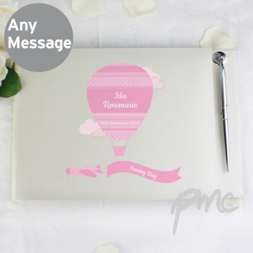 Personalised Up & Away Baby Girl Guest Book & Pen