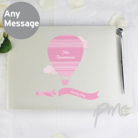 Personalised Up & Away Baby Girl Guest Book & Pen