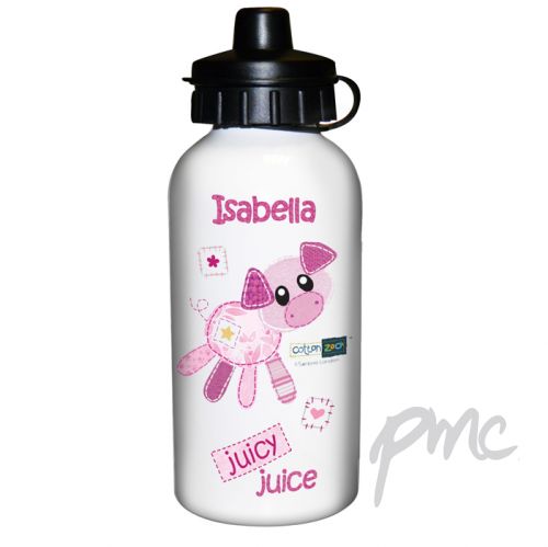 Personalised Cotton Zoo Organdie The Piglet Drinks Bottle