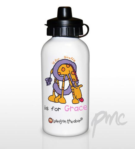 Personalised Bang On The Door Animal Alphabet Girls Drinks Bottle