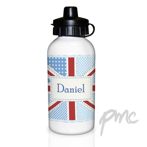 Personalised Patchwork Union Jack Drinks Bottle