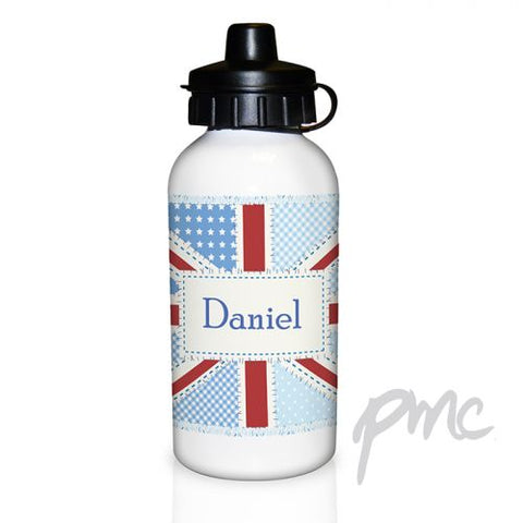 Personalised Patchwork Union Jack Drinks Bottle