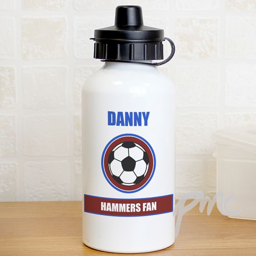 Personalised Claret and Blue Football Fan Drinks Bottle