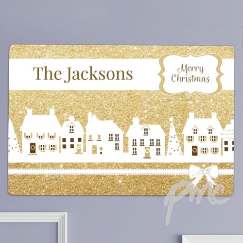 Personalised Festive Village Metal Sign