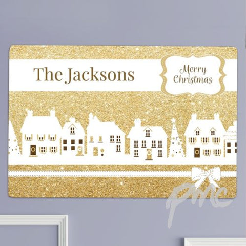 Personalised Festive Village Metal Sign