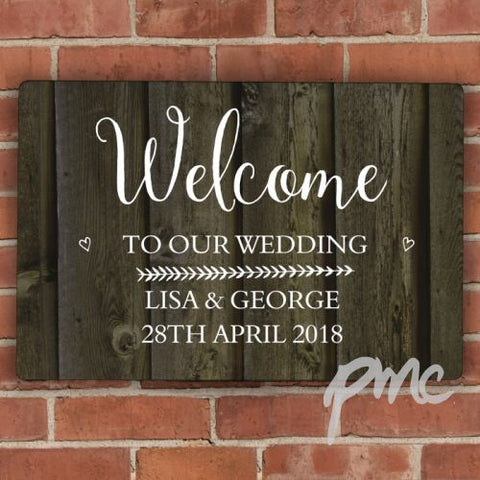 Personalised Walnut Wood Grain Metal Sign