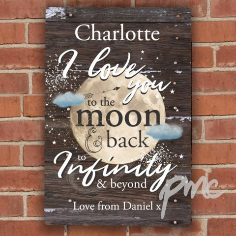 Personalised To the Moon & Infinity... Sign