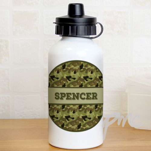 Personalised Khaki Camo Drinks Bottle