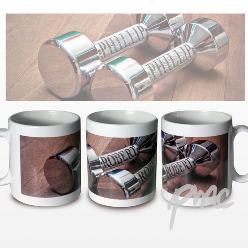 Personalised Silver Dumb Bells Mug