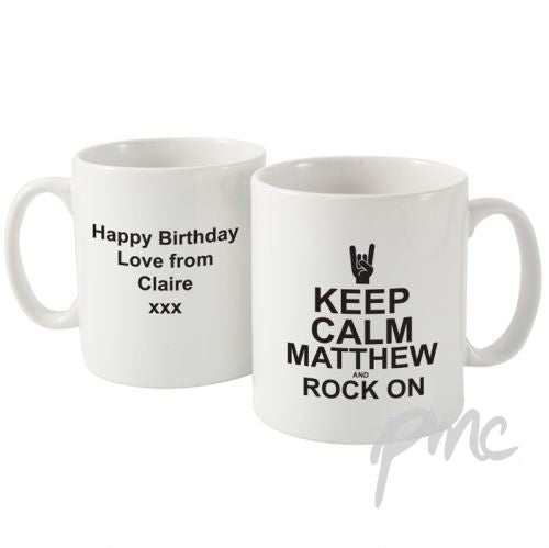Personalised Keep Calm Rock On Mug