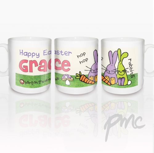 Personalised Bang on the Door Rabbit Mug