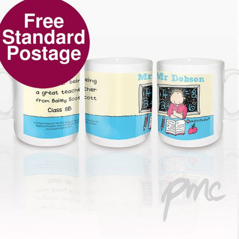 Personalised Bang On The Door Male Teacher Mug