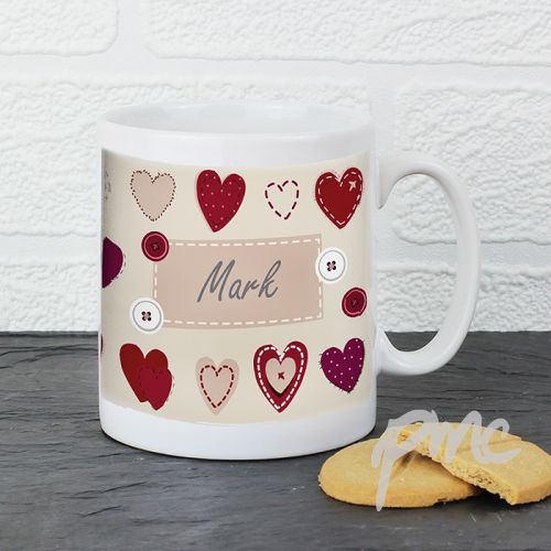 Personalised Fabric Heart Design Mug
