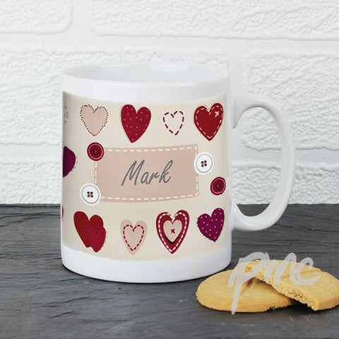 Personalised Fabric Heart Design Mug