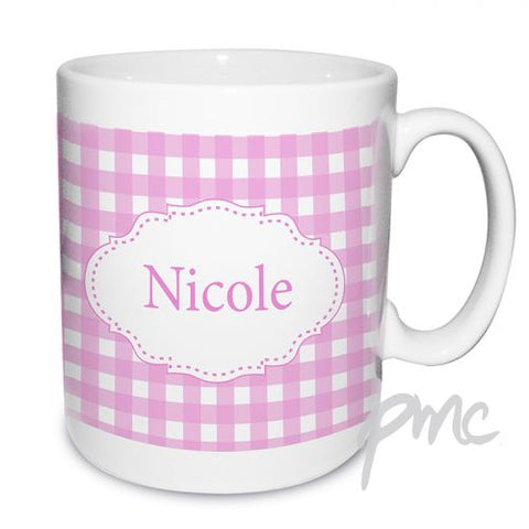 Personalised Girly Gingham Mug