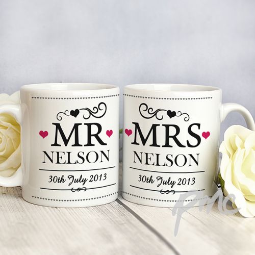 Personalised Mr & Mrs Mug Set