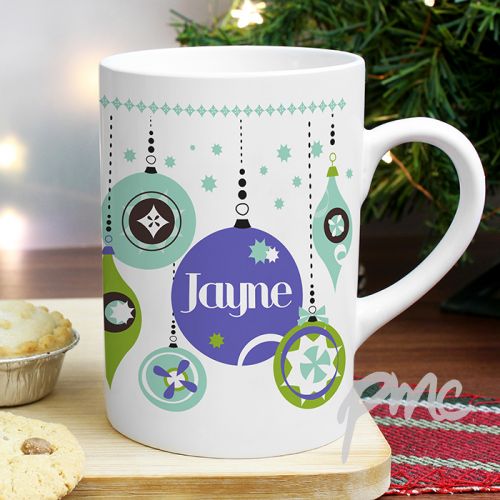 Personalised Retro Bauble Slim Mug