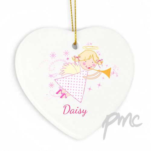 Personalised Angel Ceramic Heart Decoration
