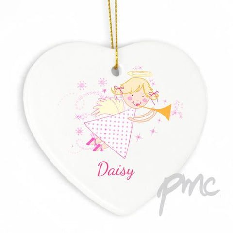 Personalised Angel Ceramic Heart Decoration