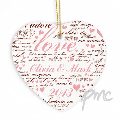 Personalised I Love You Ceramic Heart Decoration