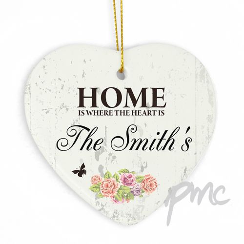 Personalised Shabby Chic Ceramic Heart Decoration