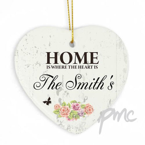 Personalised Shabby Chic Ceramic Heart Decoration