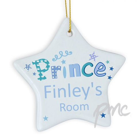 Personalised Prince Star Decoration