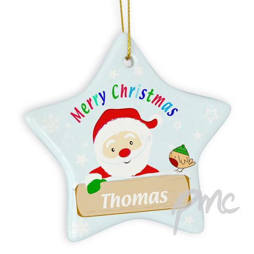 Personalised Santa Ceramic Star Decoration