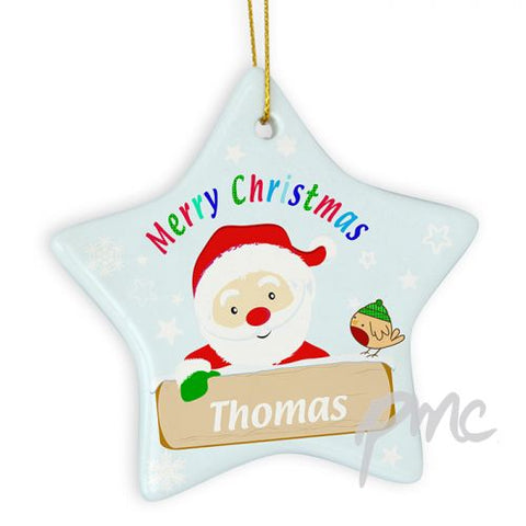 Personalised Santa Ceramic Star Decoration
