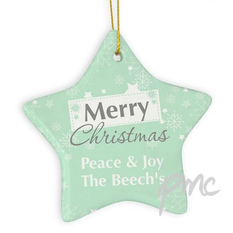 Personalised Snowflake Ceramic Star Decoration
