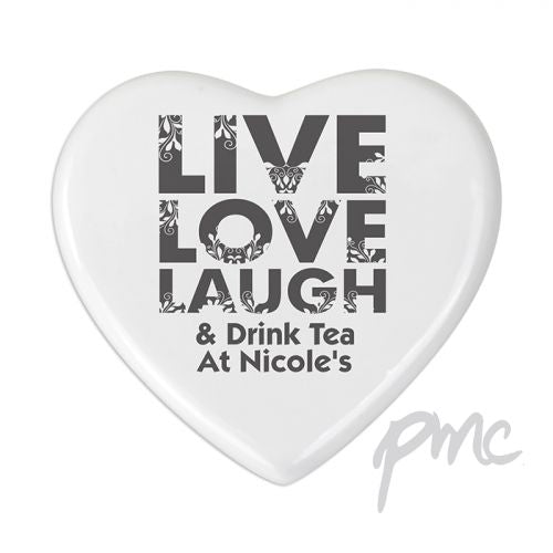 Personalised Live Love Laugh Heart Coaster