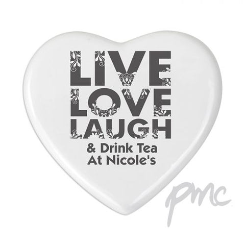 Personalised Live Love Laugh Heart Coaster