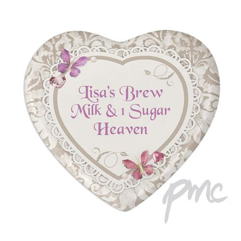 Personalised Butterfly Gem Heart Coaster