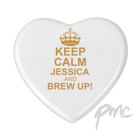 Personalised Keep Calm Heart Coaster
