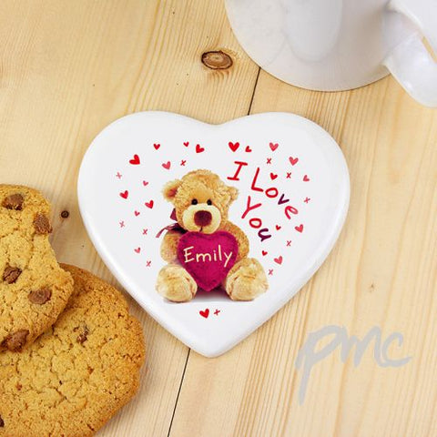 Personalised Teddy Heart Coaster