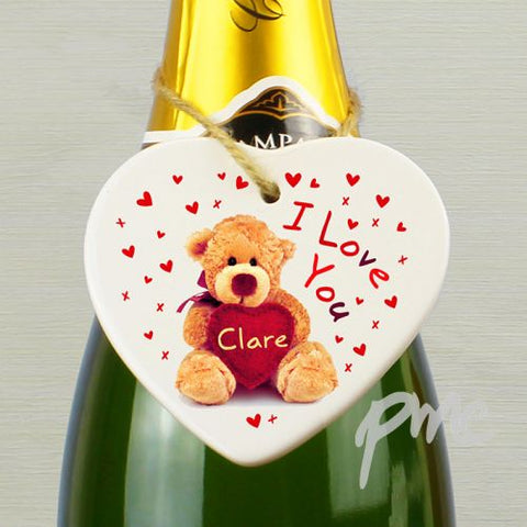 Personalised Teddy Heart - Heart Decoration