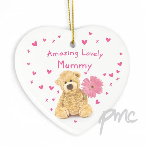 Personalised Teddy Flower Heart Decoration