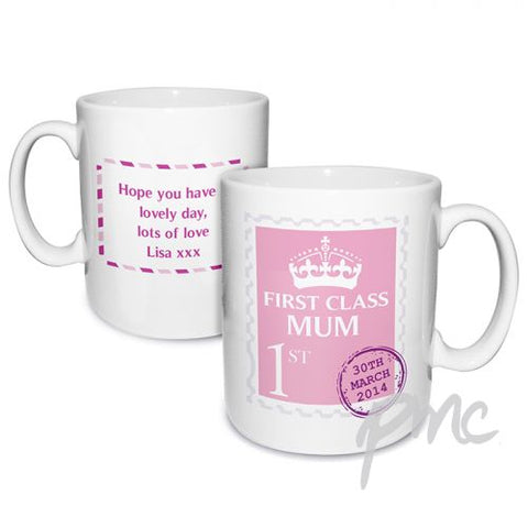 Personalised Pink 1st Class Mug