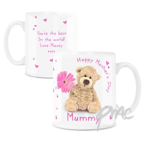 Personalised Teddy Flower Mug