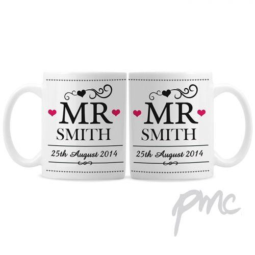 Personalised Mr & Mr Mug Set