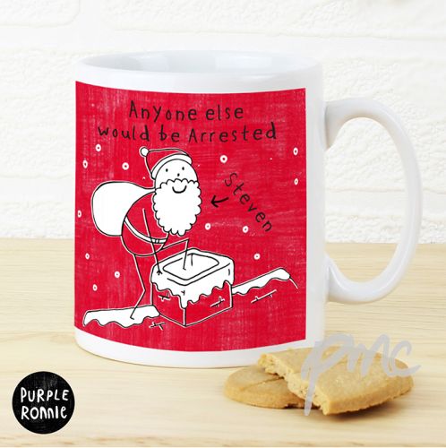 Personalised Purple Ronnie Christmas Male Santa Mug