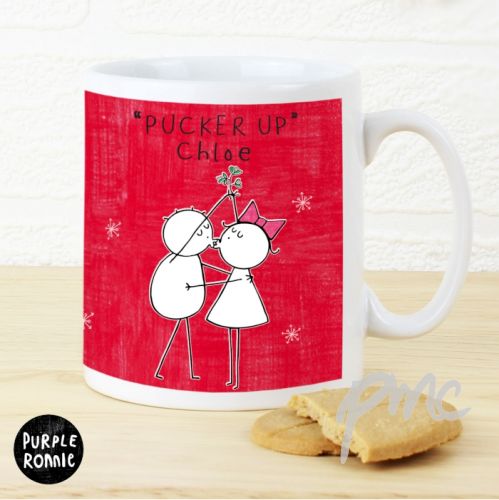 Personalised Purple Ronnie Christmas Couple Red Mug