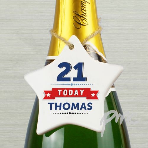 Personalised Star Birthday Ceramic Heart Decoration