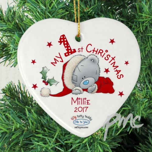 Personalised Me to You My 1st Christmas Ceramic Heart Decoration