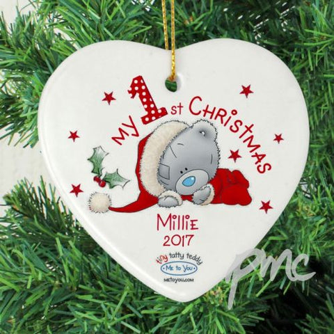 Personalised Me to You My 1st Christmas Ceramic Heart Decoration