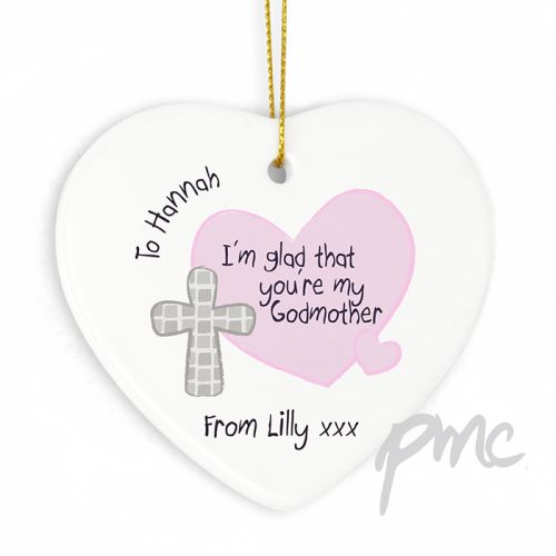 Personalised Godmother Ceramic Heart Decoration